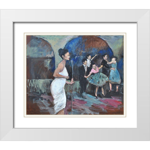 Sining The Blues White Modern Wood Framed Art Print with Double Matting by Stevens, Allayn