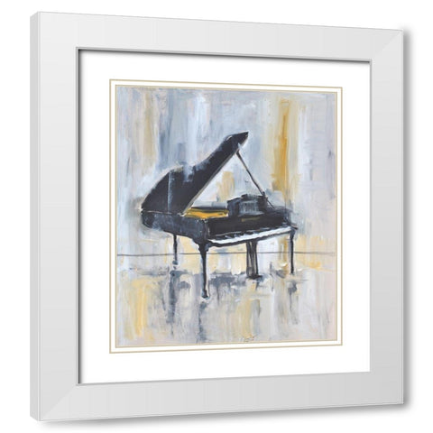 Piano In Gold 2 White Modern Wood Framed Art Print with Double Matting by Stevens, Allayn