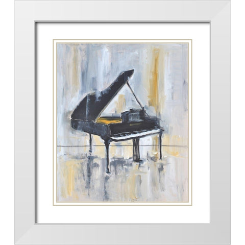 Piano In Gold 2 White Modern Wood Framed Art Print with Double Matting by Stevens, Allayn