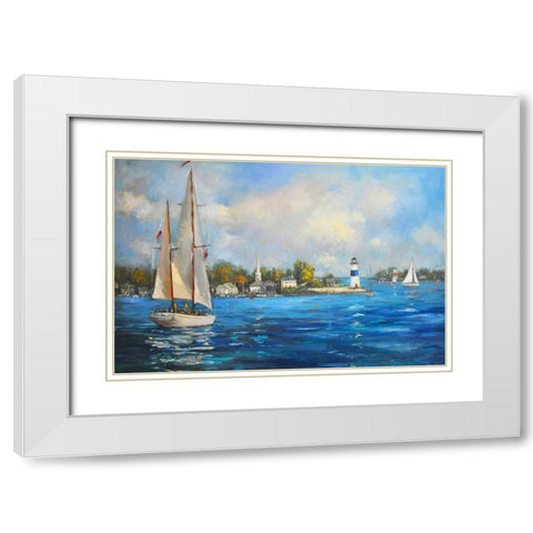 Sailing On Sunday White Modern Wood Framed Art Print with Double Matting by Stevens, Allayn