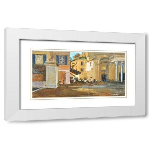 Roman Dining White Modern Wood Framed Art Print with Double Matting by Stevens, Allayn