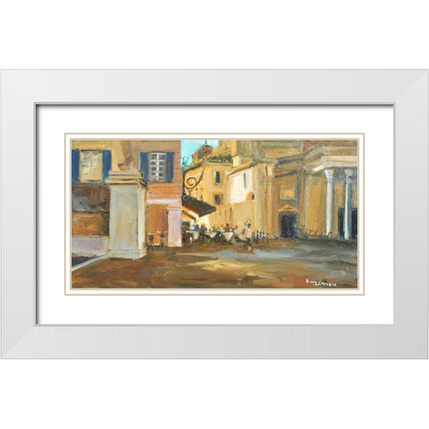 Roman Dining White Modern Wood Framed Art Print with Double Matting by Stevens, Allayn