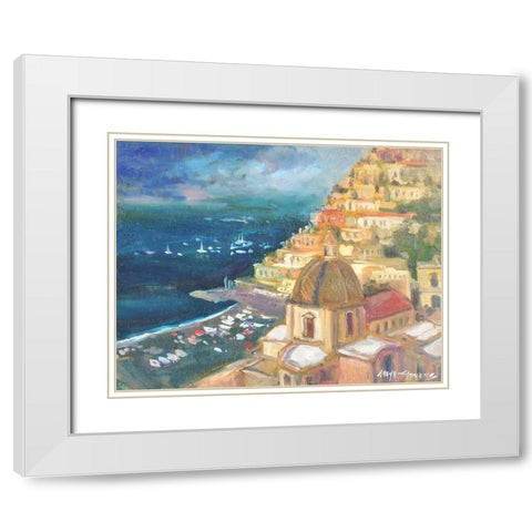 Coastal View White Modern Wood Framed Art Print with Double Matting by Stevens, Allayn