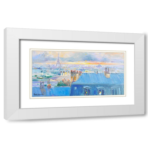 A View Of The Tower White Modern Wood Framed Art Print with Double Matting by Stevens, Allayn