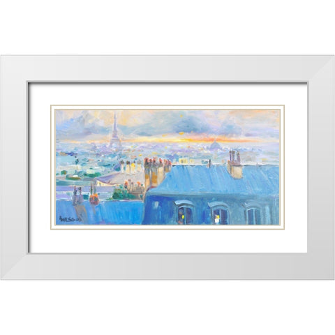 A View Of The Tower White Modern Wood Framed Art Print with Double Matting by Stevens, Allayn