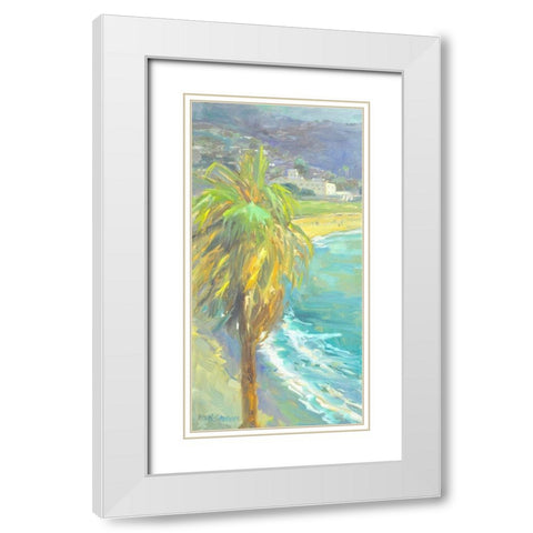 Palm Sway White Modern Wood Framed Art Print with Double Matting by Stevens, Allayn