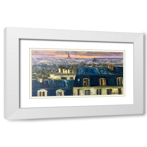 Paris Roofs White Modern Wood Framed Art Print with Double Matting by Stevens, Allayn