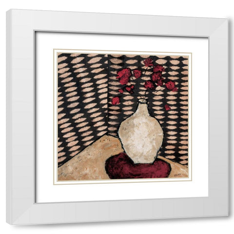 White Vase White Modern Wood Framed Art Print with Double Matting by Bagnato, Judi