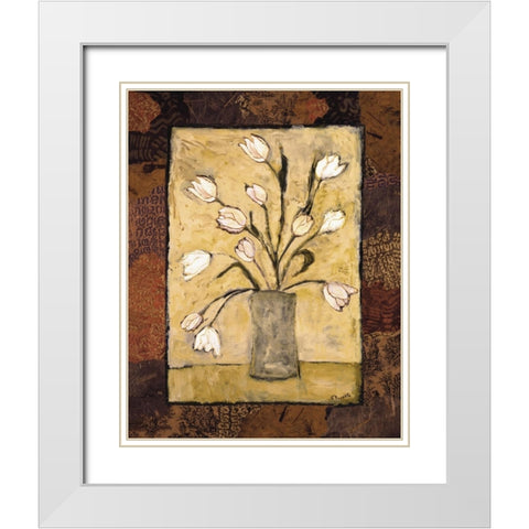 Tulips in White White Modern Wood Framed Art Print with Double Matting by Bagnato, Judi