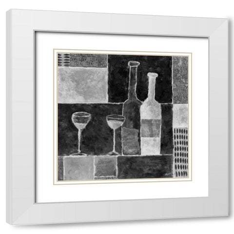 Wine for Two White Modern Wood Framed Art Print with Double Matting by Bagnato, Judi