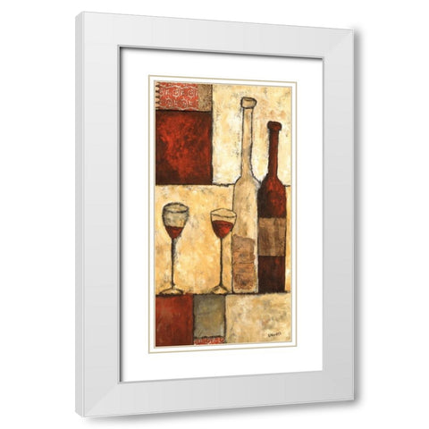 Wine for Two White Modern Wood Framed Art Print with Double Matting by Bagnato, Judi