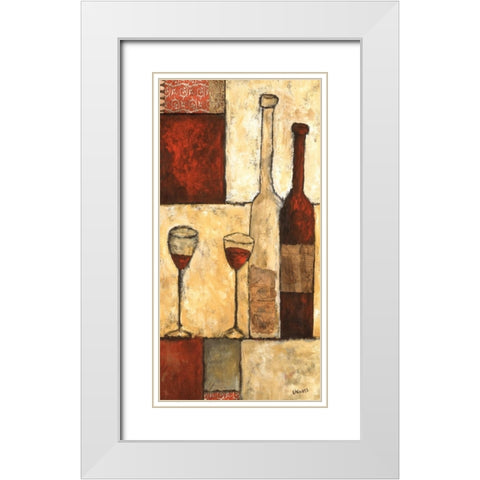 Wine for Two White Modern Wood Framed Art Print with Double Matting by Bagnato, Judi