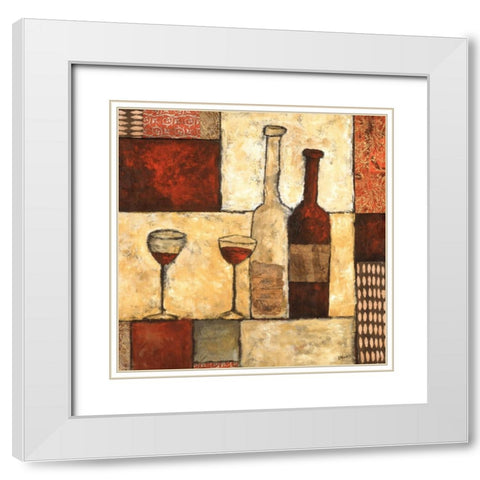 Wine for Two White Modern Wood Framed Art Print with Double Matting by Bagnato, Judi