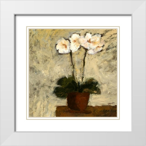 Orchid 1 White Modern Wood Framed Art Print with Double Matting by Bagnato, Judi