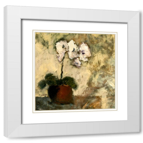 Orchid 2 White Modern Wood Framed Art Print with Double Matting by Bagnato, Judi