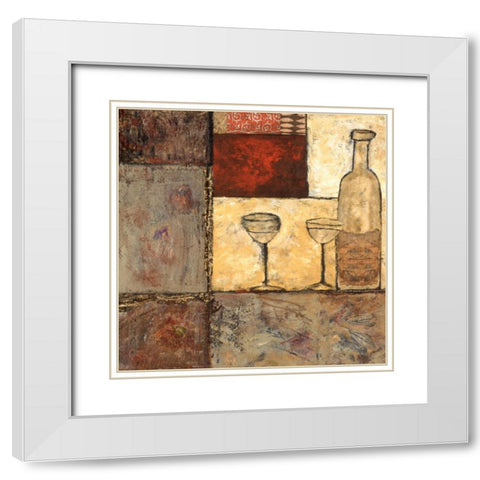 White Wine for Two White Modern Wood Framed Art Print with Double Matting by Bagnato, Judi