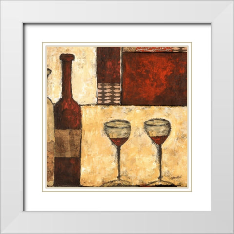 Red Wine for Two White Modern Wood Framed Art Print with Double Matting by Bagnato, Judi