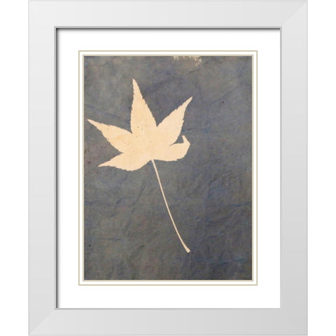 Lone Leaf White Modern Wood Framed Art Print with Double Matting by Blue