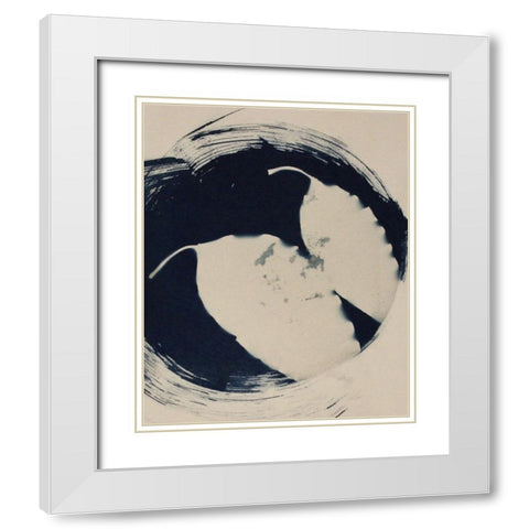 Two Leaves White Modern Wood Framed Art Print with Double Matting by Blue