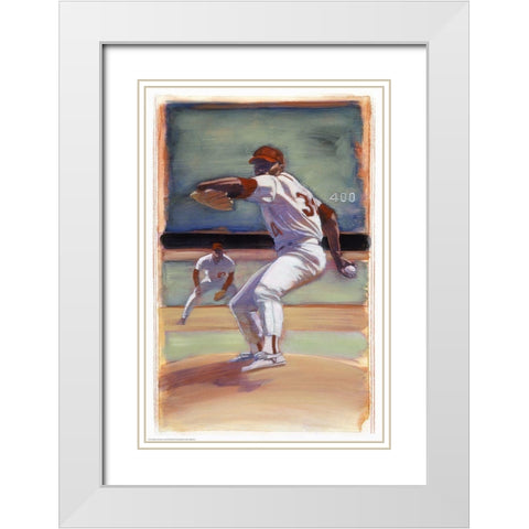 Baseball 1 White Modern Wood Framed Art Print with Double Matting by Dean, Bruce