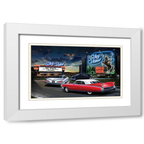 Skyview Drive In White Modern Wood Framed Art Print with Double Matting by Flint, Helen