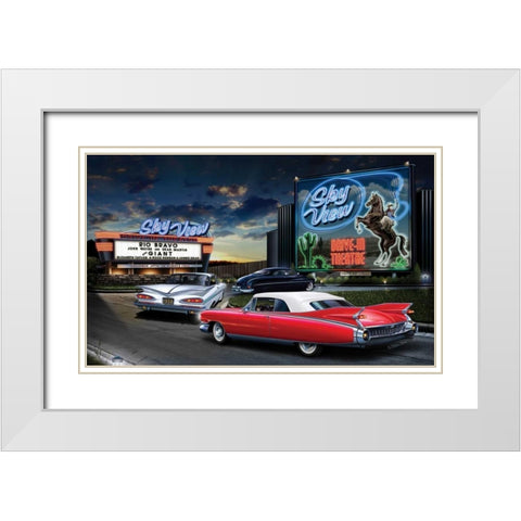 Skyview Drive In White Modern Wood Framed Art Print with Double Matting by Flint, Helen