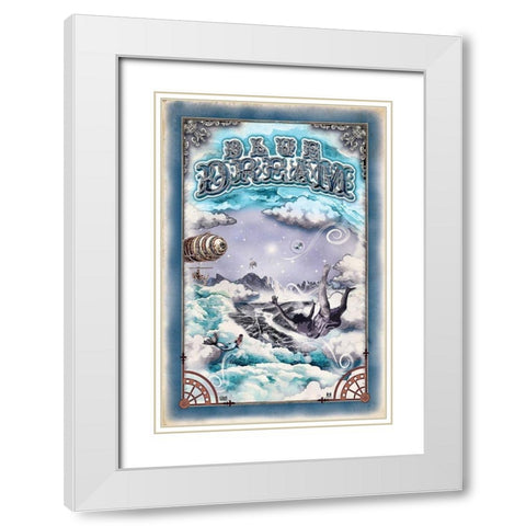 Blue Dream White Modern Wood Framed Art Print with Double Matting by Has
