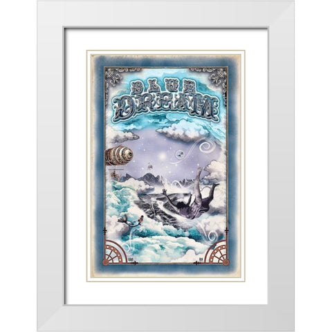 Blue Dream White Modern Wood Framed Art Print with Double Matting by Has