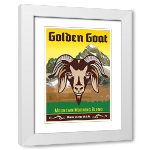 Golden Goat White Modern Wood Framed Art Print with Double Matting by Has