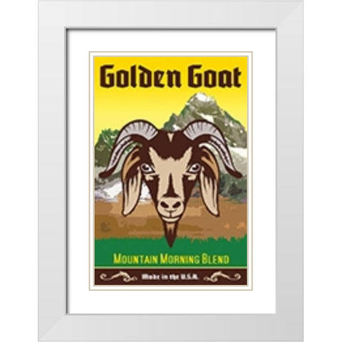 Golden Goat White Modern Wood Framed Art Print with Double Matting by Has