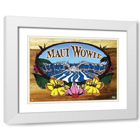 Maui Wowie White Modern Wood Framed Art Print with Double Matting by Has
