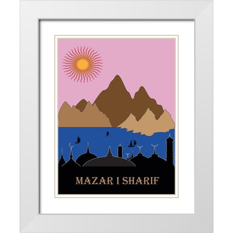 Mazar White Modern Wood Framed Art Print with Double Matting by Has