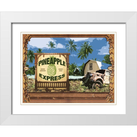 Pineapple Express White Modern Wood Framed Art Print with Double Matting by Has