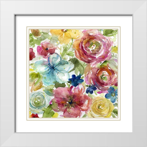 HAZ05 Assorted Bouquet White Modern Wood Framed Art Print with Double Matting by Franklin, Elizabeth