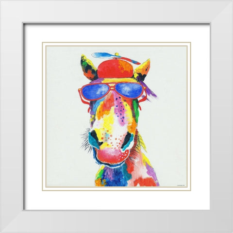 Horse White Modern Wood Framed Art Print with Double Matting by TBS