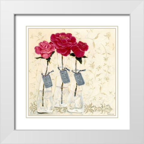 Inspired Pink White Modern Wood Framed Art Print with Double Matting by Boem, O.