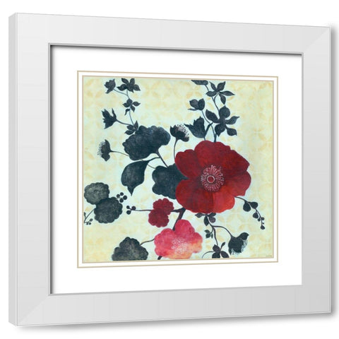 Japanese Blossoms 1 White Modern Wood Framed Art Print with Double Matting by Summers, Elle