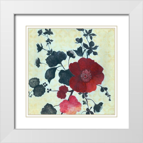 Japanese Blossoms 1 White Modern Wood Framed Art Print with Double Matting by Summers, Elle