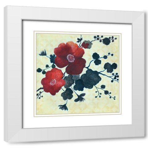 Japanese Blossoms 2 White Modern Wood Framed Art Print with Double Matting by Summers, Elle