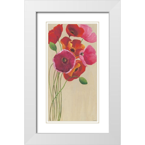 Tall Poppies 1 White Modern Wood Framed Art Print with Double Matting by Summers, Elle