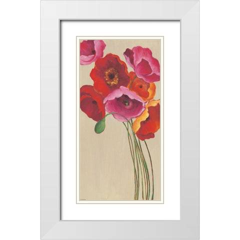 Tall Poppies 2 White Modern Wood Framed Art Print with Double Matting by Summers, Elle