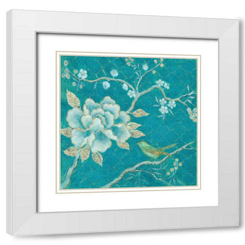 Birds and Blossoms 2 White Modern Wood Framed Art Print with Double Matting by Summers, Elle