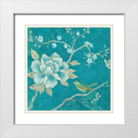 Birds and Blossoms 2 White Modern Wood Framed Art Print with Double Matting by Summers, Elle