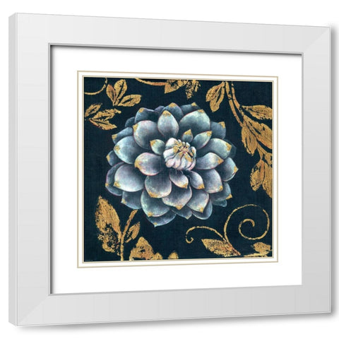 Gold Tip Floral 1 White Modern Wood Framed Art Print with Double Matting by TBS