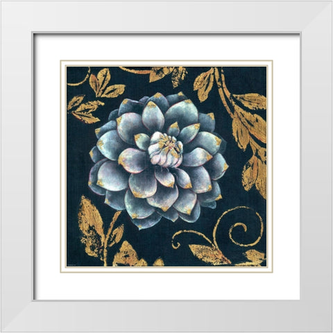 Gold Tip Floral 1 White Modern Wood Framed Art Print with Double Matting by TBS