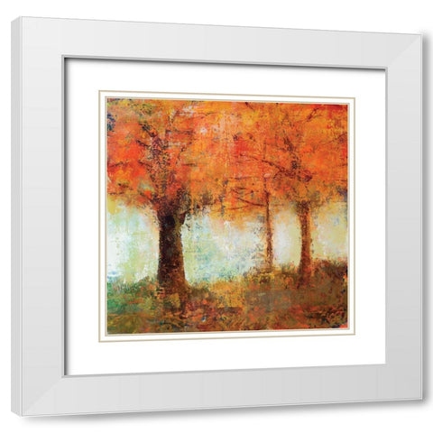 Fall Trees White Modern Wood Framed Art Print with Double Matting by Sokol-Hohne