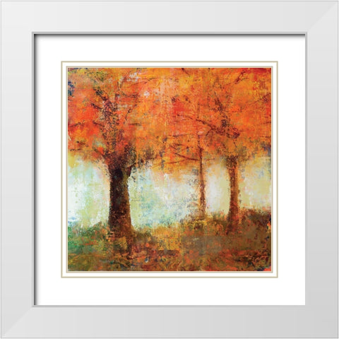 Fall Trees White Modern Wood Framed Art Print with Double Matting by Sokol-Hohne