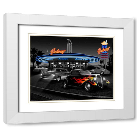 Galaxy Diner White Modern Wood Framed Art Print with Double Matting by Flint, Helen