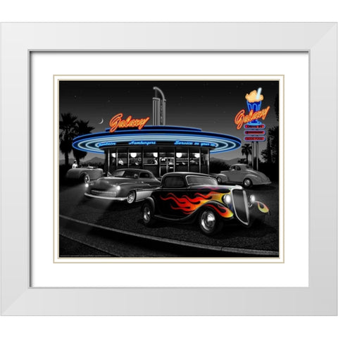Galaxy Diner White Modern Wood Framed Art Print with Double Matting by Flint, Helen