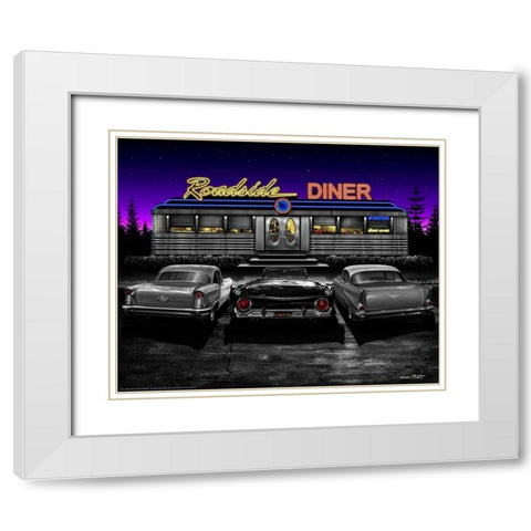 Roadside Diner White Modern Wood Framed Art Print with Double Matting by Flint, Helen